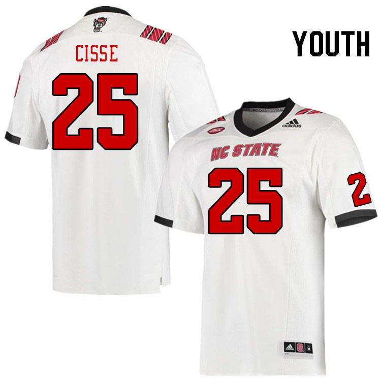 Youth #25 Brandon Cisse North Carolina State Wolfpacks College Football Jerseys Stitched-White - Click Image to Close